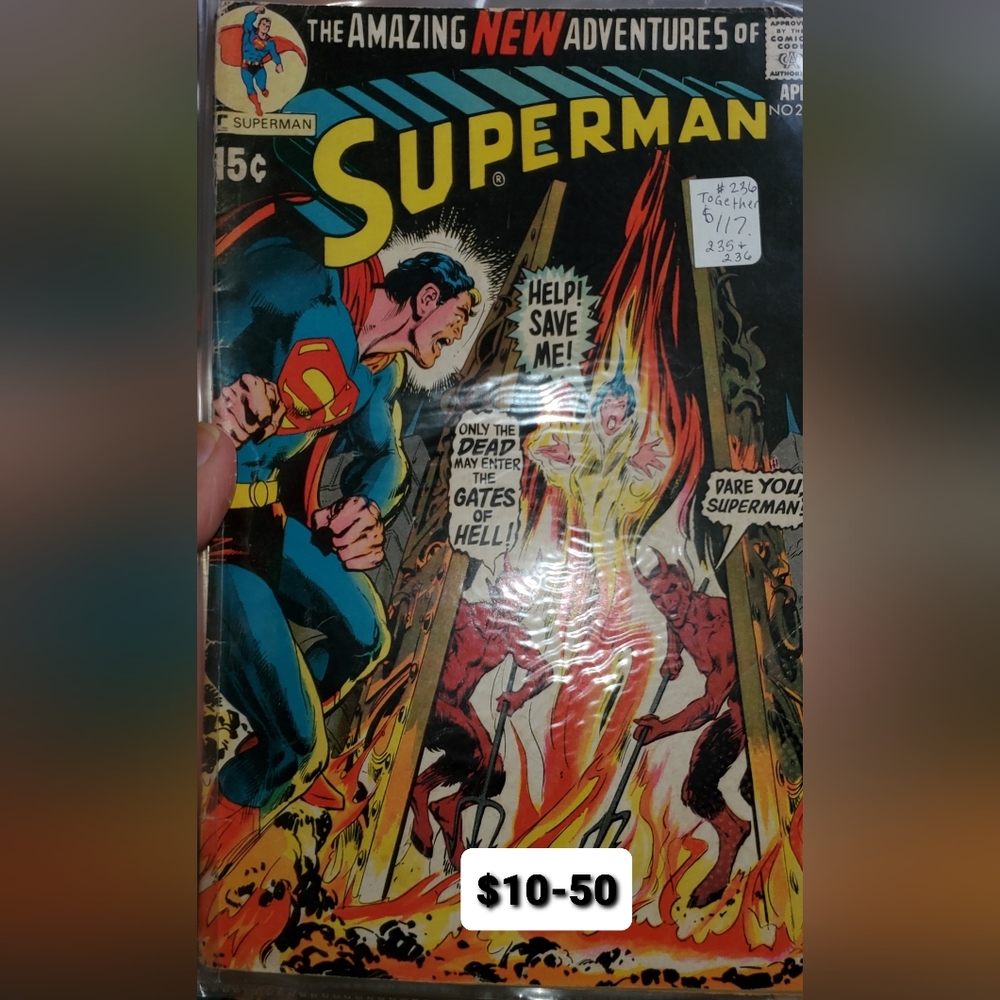2 DC superman comics/ white pages
